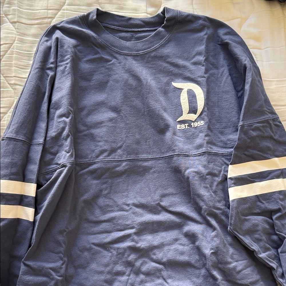 Blue Long Disneyland Spirit Jersey with Varsity Stripes